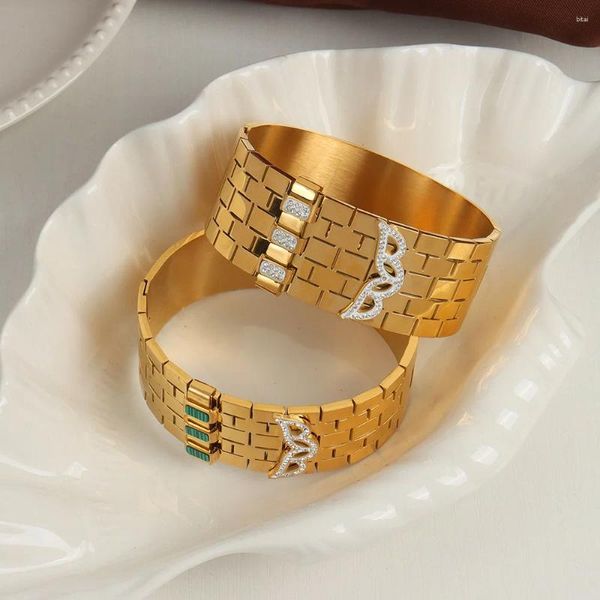 Braccialetto di cristallo turchese moda braccialetto per le donne di spessore in acciaio inossidabile femminile di alta qualità accessori di gioielleria