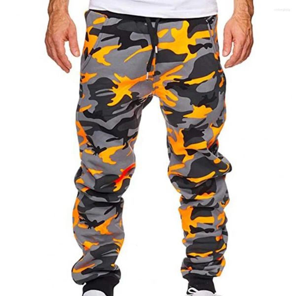 Calças masculinas calças casuais jogger camuflagem tornozelo faixa meados de cintura masculina moda carga legal esportes streetwear outono