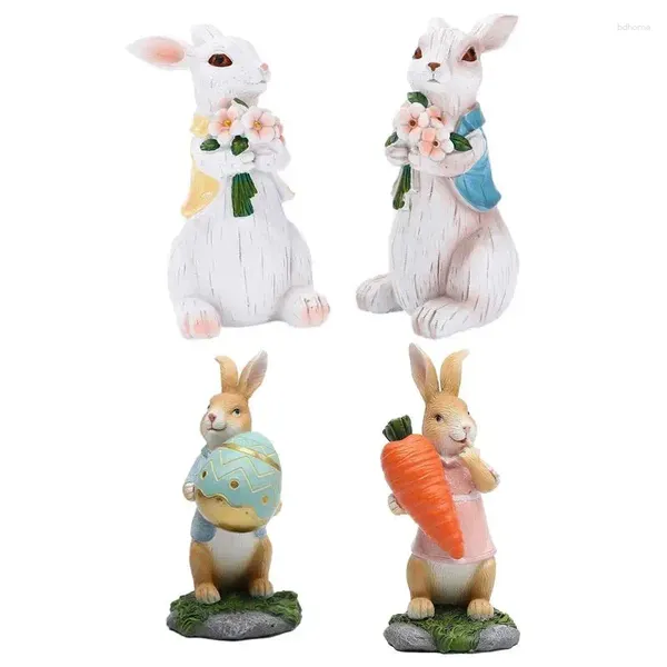 Dekorative Figuren Osterharz Ornamente Rostikale Retro Kaninchen Dekor Wohnzimmer Frühlingsfeier Anhänger Hausgarten Ornament