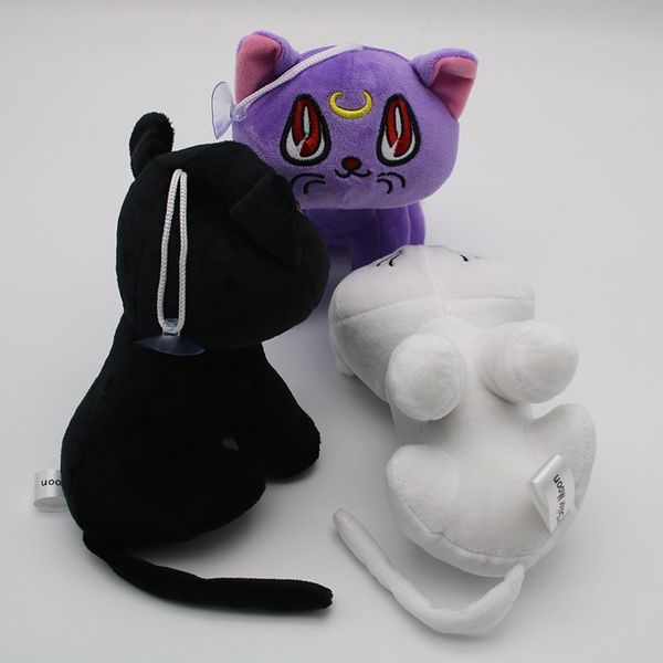 Anime guerriera di bellezza che circonda la lepre della luna, Artemis Luna, gatto bianco, gatto nero, gatto viola, bambola di peluche