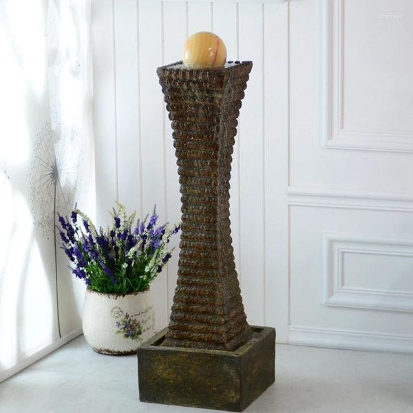 Figurine decorative Xl Fontana per interni Acqua Paesaggio Decorazione Artigianato per la casa Soggiorno Ruota Feng Shui