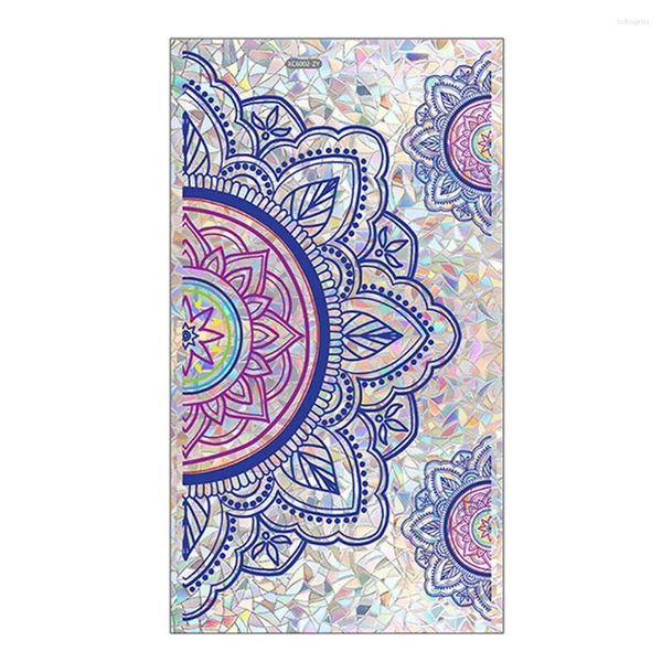 Adesivos de janela Mandala Adesivo de vidro Decalque de flor Decoração de casa Filme removível decorativo PVC Cling Anti-colisão para sala de estar adere