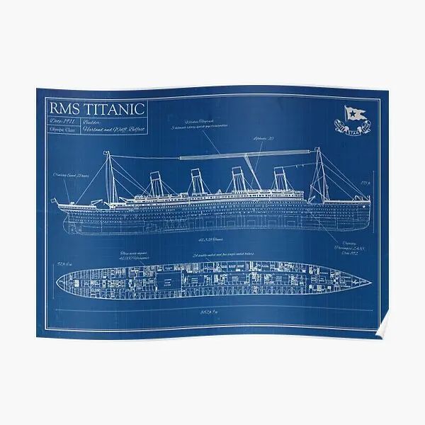 Caligrafia rms titanic blueprint poster decoração moderna impressão parede mural casa engraçado arte imagem pintura quarto vintage sem moldura