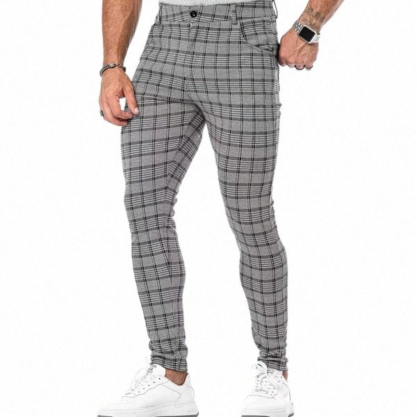 Sportbekleidung Herren Slim Hosen 2022 Frühling Herbst Fi Plaid Druck Fitn Skiny Leggings Jogger Hosen Männer Casual Streetwear M4PT #