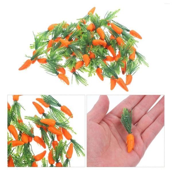 Flores decorativas 60 Pcs Cenoura Simulada Cenouras Falsas Quebra-cabeça Artificial Vegetal Pogal Adereços Plástico