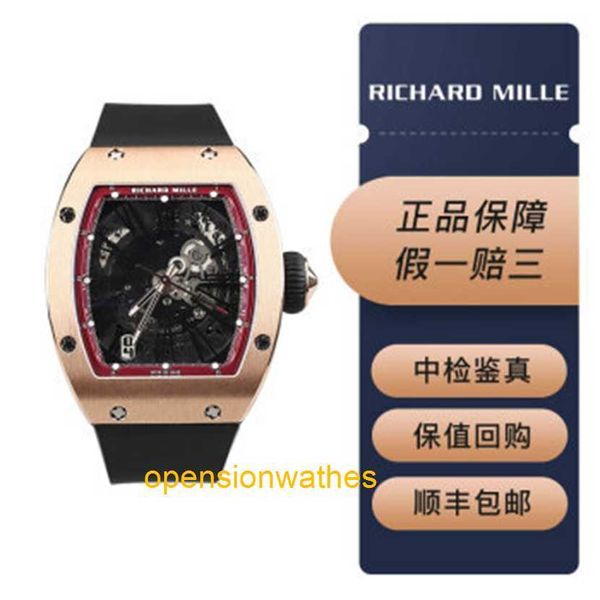 Швейцарские автоматические часы Richardmills Роскошные механические спортивные наручные часы Rm023 Автоматические механические мужские часы из розового золота 18 карат Корпус для часов Дизайн винной бочки с Ins HB0H