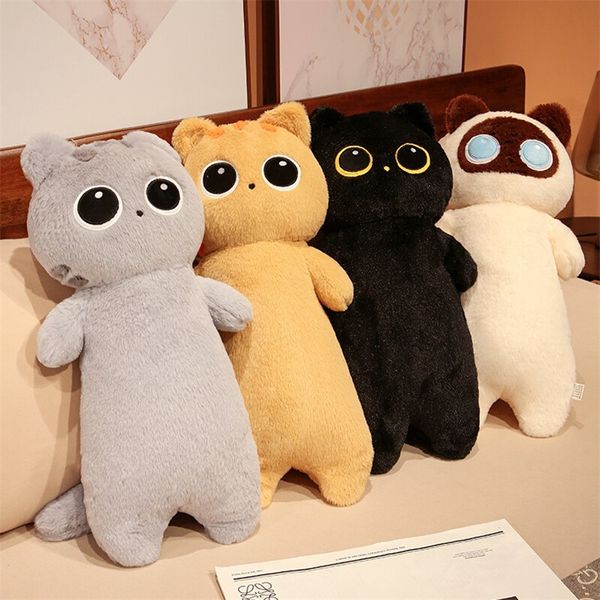 2024 Vendita calda Cuscini all'ingrosso Grandi occhi Kawaii Cat Long Doll Peluche Giochi per bambini Compagni di gioco Regali di festa Room Decor Regali di festa