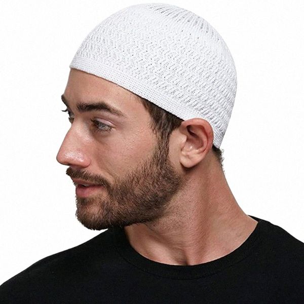 1pc unisex lavorato a maglia uomini musulmani cappelli di preghiera berretti maschili berretto Kippah Homme cappello islamico Ramadan ebraico caldo avvolgente berretto per la testa X1s8 #