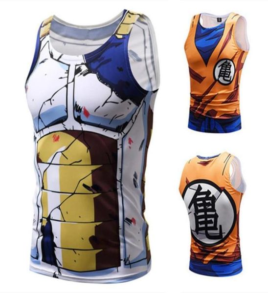 Men039s Tank Tops Tops Anime yelek Fitness için Erkekler Sıkıştırma Vegeta Son Goku Singlets kolsuz tees gömlek antrenmanları035431186