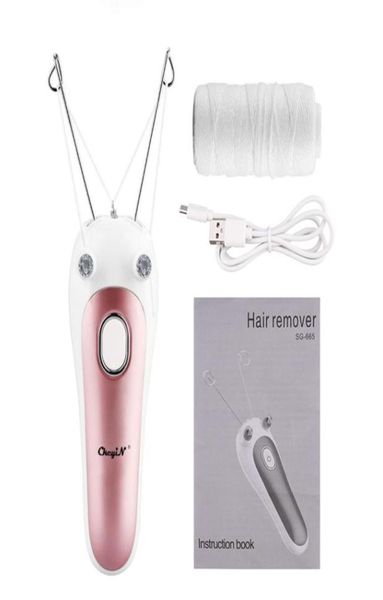 USB Donna Dispositivo di rimozione dei capelli LED Filo di cotone leggero Epilatore Rasoio Lady Depilatore Dispositivo di rimozione dei capelli femminile Viso Corpo Strumenti per la cura della bellezza249m1618436