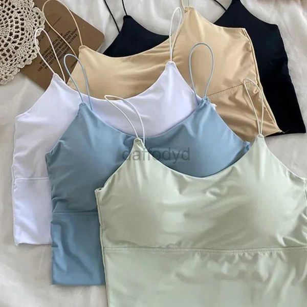 Damen-Tanktops, Camis, Damen-Sommer-Tanktop, ärmellos, Baumwolle, Bustier, gepolstert, weich, elastisch, verschleißfest, Crop-Top, nahtloses Bralette-T-Shirt 24326