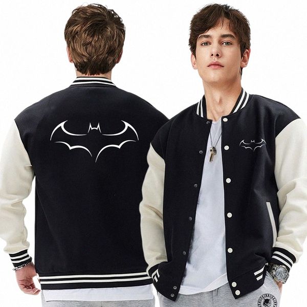 Lustige Film Bat Logo Drucke Männer Jacken Harajuku Crewneck Jacke Fi Oversize Mäntel Lose M-5Xl Herbst Warme Trainingsanzug Top 69Fb #