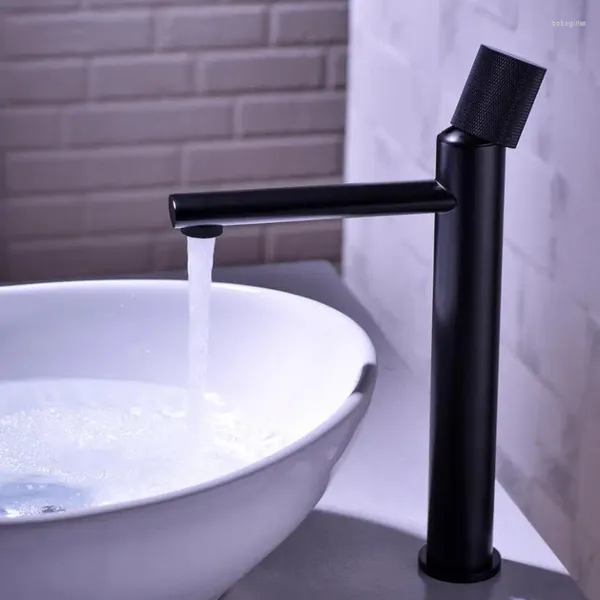 Rubinetti per lavandino del bagno Maniglia singola zigrinata Lavabo a un foro freddo Lavabo Manopola girevole zigrinata Design Miscelatore acqua per montaggio su piano