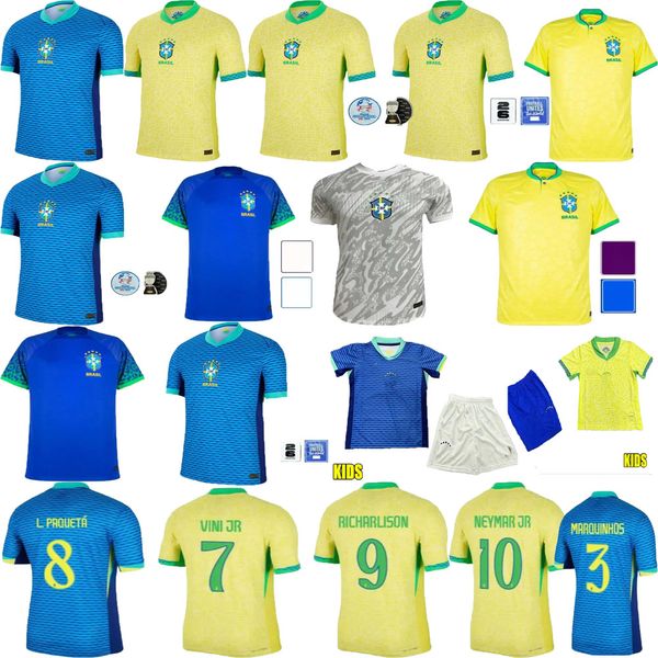 2024 2025 Casemiro İsa Brazils Neymar Jr Futbol Formaları Richarlison Camiseta Raphinha Paqueta Vini Jr Rodrygo Brasil Maillots Futbol Gömlek Erkekler Çocuklar Üniforma Fan