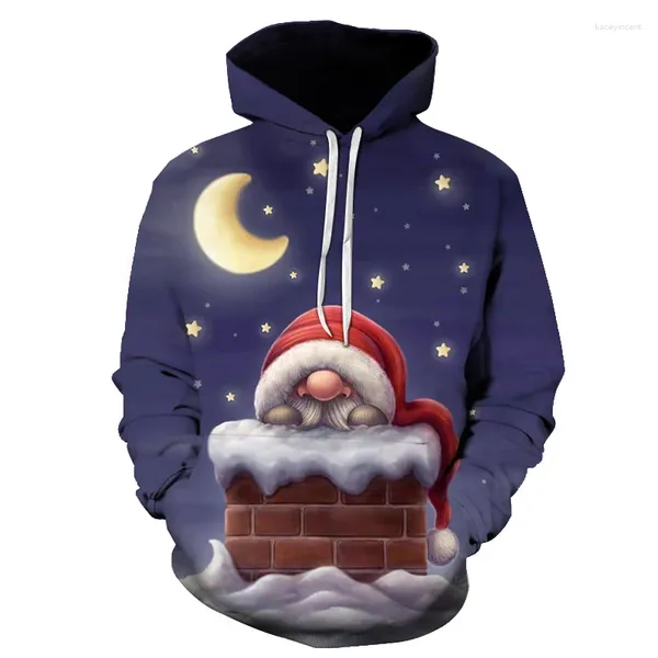 Hoodies masculinos camisa com capuz papai noel uso externo muitas vezes roupas personalizadas oversized y2k para homem padrões de natal