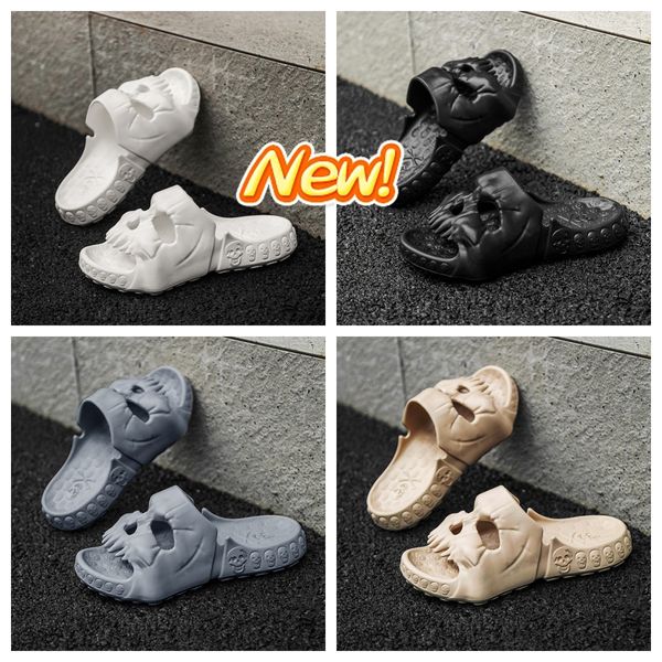 GAI-Schuhe, Baumwolle, dicke Sohle, Sandalen, Herren, modisch, Skelett, Totenkopf, personalisierbar, Punk, frei atmen, cool, Meeresstrand, schwarz, lustig, nicht stinkend, 40–45