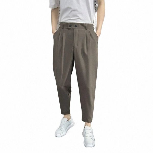 Pantaloni da uomo solidi da uomo Pantaloni casual coreani sottili da uomo Pantaloni stile harem selvaggi vintage allentati Fi Pantaloni da giacca da uomo primaverili