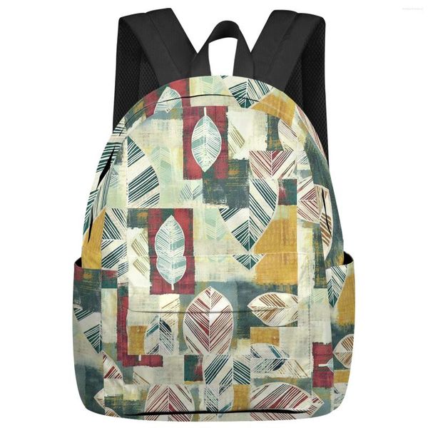 Rucksack, abstrakte Feder-Geometrie, modisch, für Damen und Mädchen, Reise-Büchertaschen, Laptop-Rucksäcke, Rucksack, Schultasche