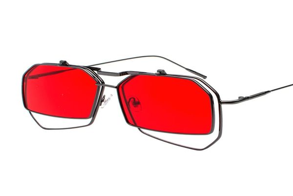 occhiali da sole flip up steampunk oro da uomo vintage montatura in metallo rosso occhiali da sole in metallo per donna 2019 uv4009803086