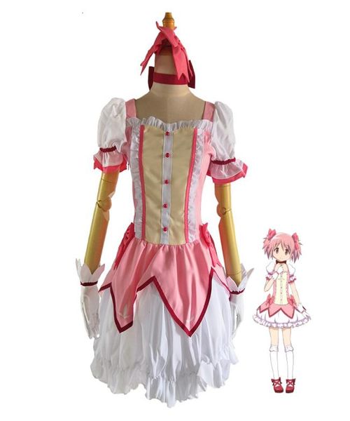 Neues Anime -Kostüm Puella Magi Madoka Magica Magical Girl Kaname Madoka Cosplay Pinkes Kleid Halloween Kostüme für Frauen Custom Made1163866