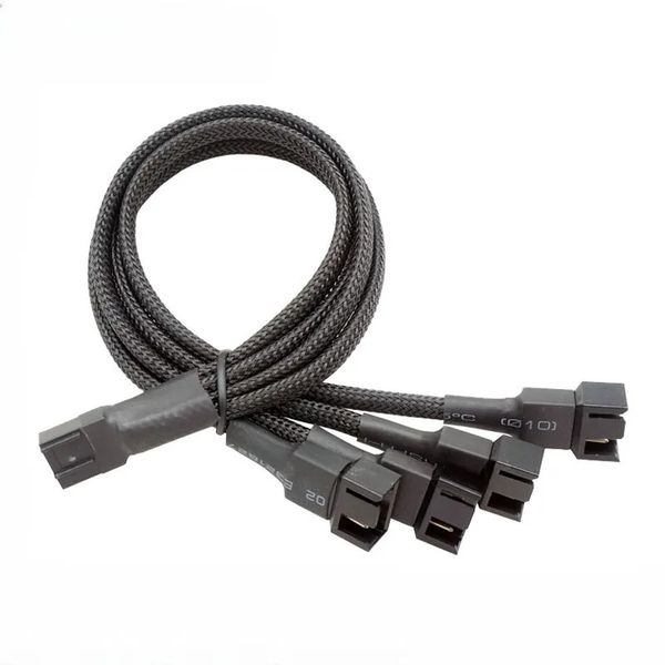 NEU 2024 4 PIN PWM Lüfterkabel 1 bis 2/3/4 Wege Splitter Schwarz Ärmel 27 cm Verlängerungskabel Anschluss PWM -Erweiterungskabel Hardware -Kabel für schwarzes Ärmelkabel