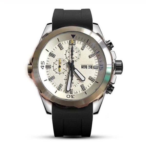 Дизайнерские мужские спортивные часы Япония Кварцевый механизм Хронограф черные наручные часы с резиновым ремешком Мужские часы-пилот Известный бренд Wristwa276K