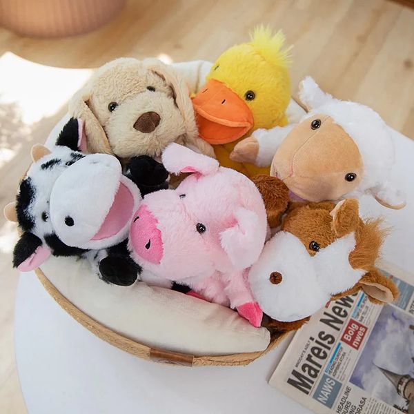 Stuffed Plush Animais Brinquedos Mão Dedo História Fantoche Kawaii Bonecas Educacionais Brinquedos Do Bebê Pato Cordeiro Vaca Cão Cavalo Crianças Presente 240314