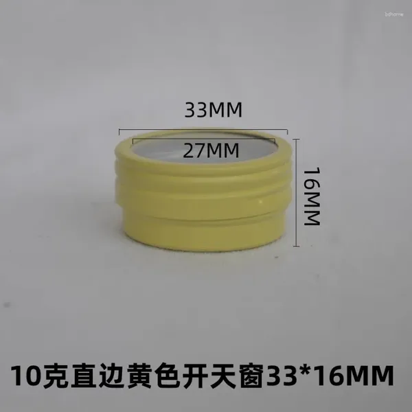 Depolama Şişeleri 10g Boş Kozmetik Gözlü Yürüyüş Sarı Alüminyum Kavanoz Diy Yuvarlak Mum Metal Tin Teneke Tin 10ml Katı Parfüm Paketleme Konteyneri