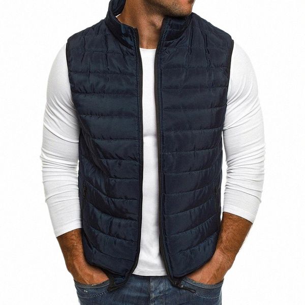 2024 Gilet Uomo Autunno Giacche Gilet spessi Uomo Sleevel Cappotti Uomo Caldo Cott-Gilet imbottito Uomo Gilet Veste Hommes G6P1 #