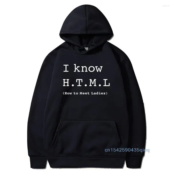 Herren-Kapuzenpullover, Roman für Männer, Geek-Witz, ich kenne HTML, wie man Damen, Programmierer, Programmierer mit Kapuze, Entwicklung, Hip-Hop, Geschenk, Kleidung, Mantel trifft