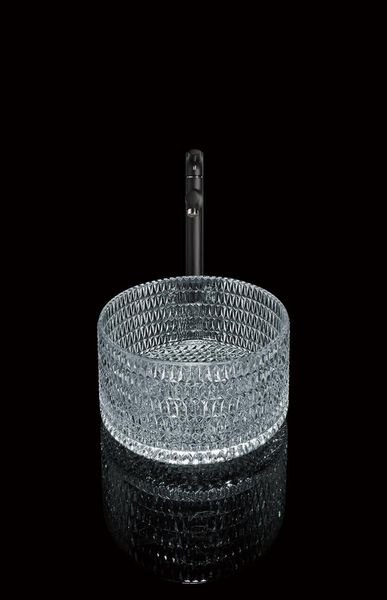 Diamantmuster Design transparent runde Badezimmer handgefertigtes Waschbecken Co.