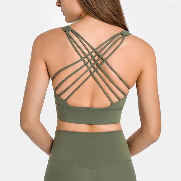 Yoga-Outfit, nahtlos, für Fitnessstudio, Sport-BH, für Damen, Fitness, Workout, Oberteil, Kreuzgurt, starke Unterstützung, Bralette, Übergröße, Weste, Laufen, enge Unterwäsche