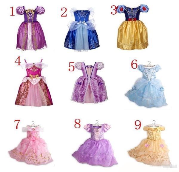 9 Farben süßes Kleid Mädchen lila Baumwolle Prinzessin Aurora Flare Ärmel Kleid Vintage Blumenkleid 2851150