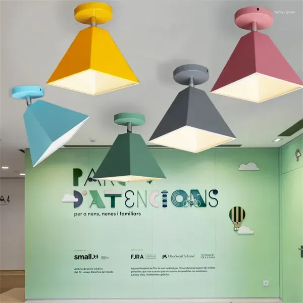 Luzes de teto macaron lâmpadas corredor quarto led personalidade criativa moderna simples cor ferro iluminação para casa multi-cor opcional