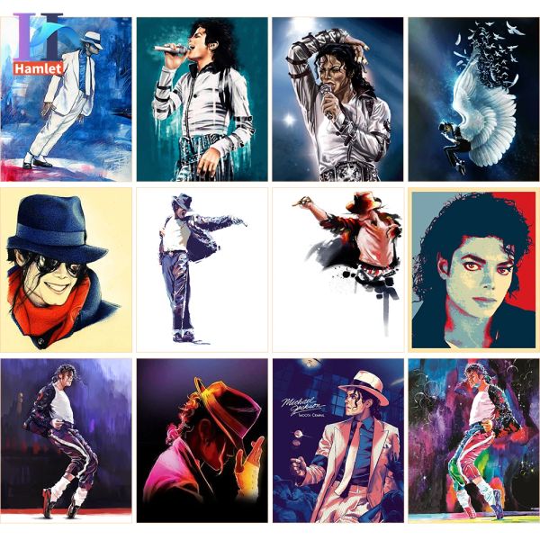 Numero dipinto fai -da -te per numeri Michael Jackson Kit dipinto a mano che disegna Figura Acrilico Vernice Colorazione di Numbe