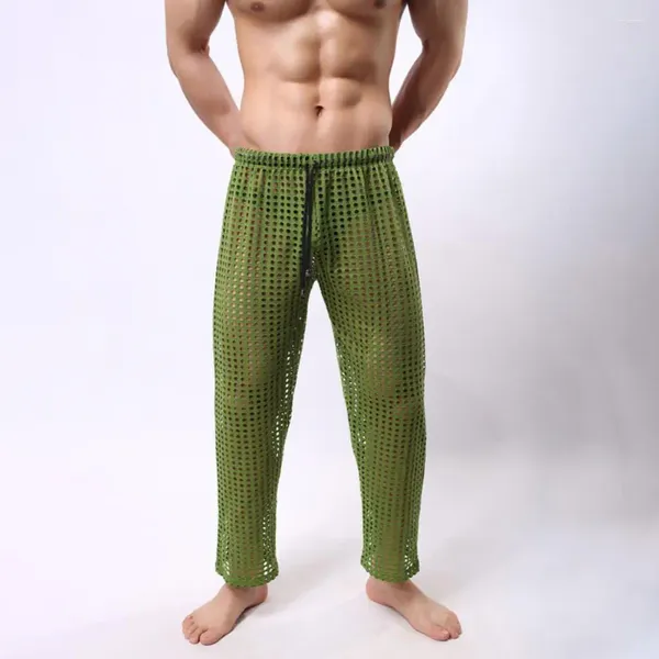 Pantaloni da uomo Sport da uomo larghi scavati Vita elastica trasparente Pantaloni lunghi da ginnastica morbidi e traspiranti Pantaloni sportivi da jogging