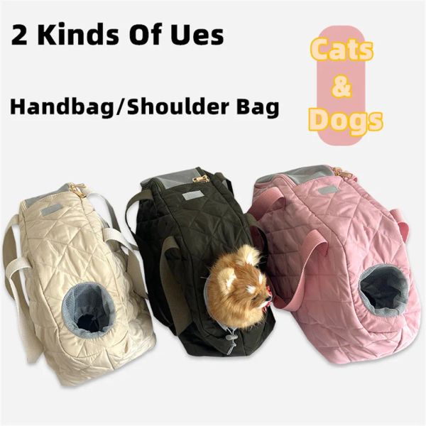 Carrinhos Hanpanda Portátil Oneshoulder Messenger Bag Respirável Grande Espaço Dobrável Sólido Quente Saco de Transporte para Gatos Dog Transport Bag