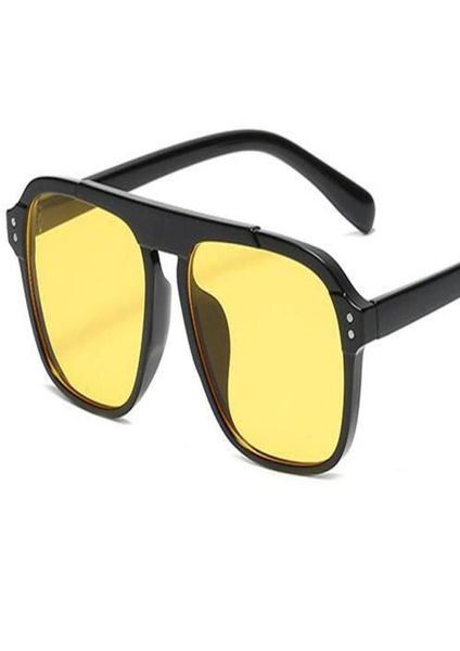 Óculos de sol moda unisex quadrado homens mulheres oversized colorido amarelo feminino grande retro rebite óculos uv400sunglasses7857014