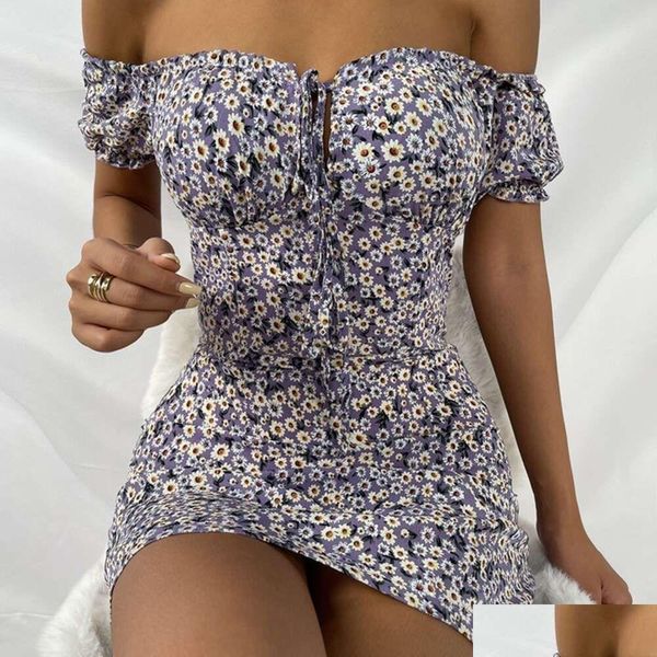 Vestidos sexy urbanos novo estilo de impressão commuting emagrecimento saia curta com floral margarida suspender vestido para mulher 9161 entrega direta appa otees