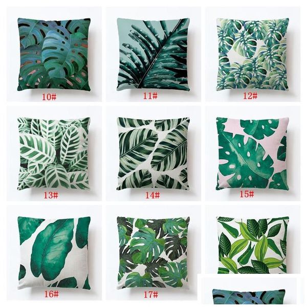 Almofada / travesseiro decorativo 40 estilos Folha Er África Tropical Rainforest Plantas Flor Impressão Almofada de Linho Cadeira Sofá Caso Funda D Dhfs7