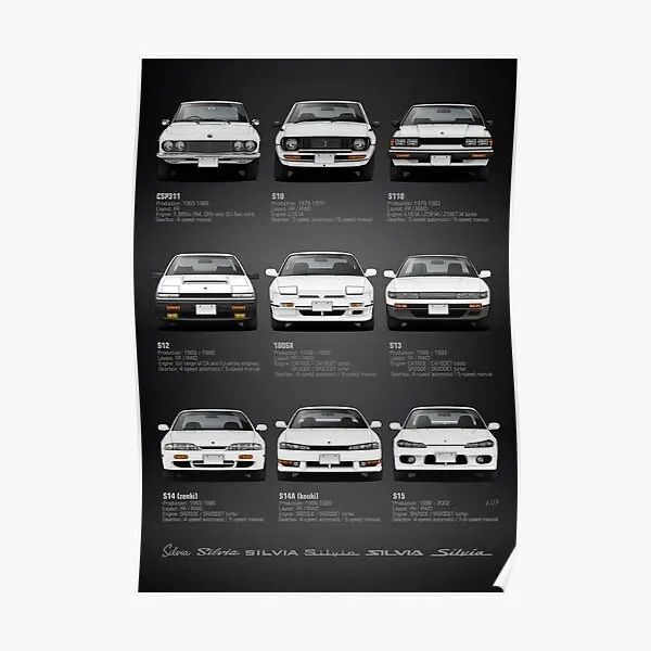 História da caligrafia nissan silvia v2 especificação cartaz parede casa mural arte decoração pintura imagem engraçada impressão quarto vintage sem moldura