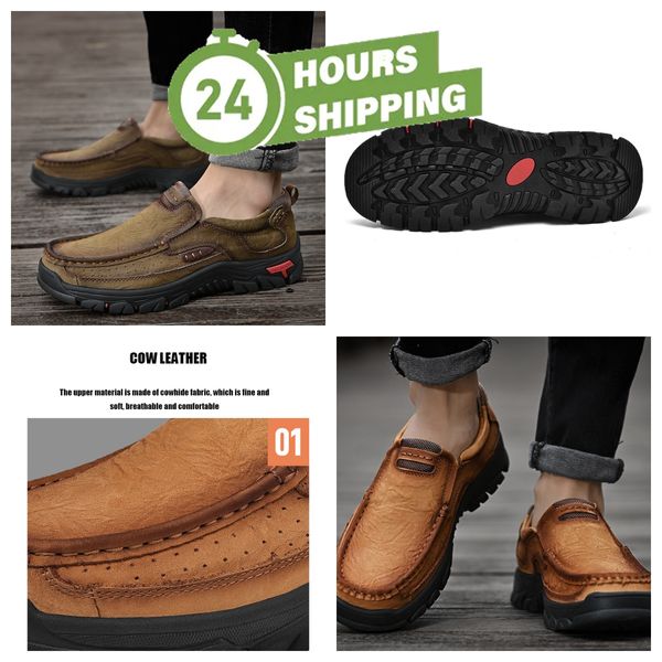 Nova venda de sapatos de couro para homens de couro genuíno oversized gai mocassins sapatos de couro casuais masculinos sapatos de caminhada negócios macios homens moda mocassins leves