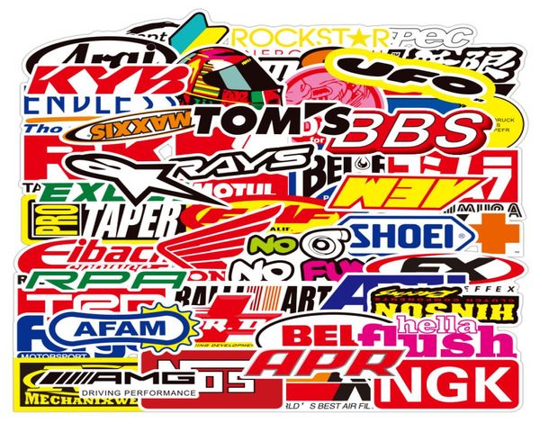 50 peças adesivos de carro mistos logotipos de motocicleta à prova d'água para skate laptop geladeira capacete almofada bicicleta ps4 notebook guitarra pvc4216183