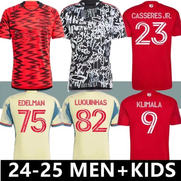 New York 2022 2023 2024 2025 Camisas de futebol vermelho BURKE LUQUINHAS VANZEIR AMAYA NEALIS TOLKIN MORGAN BULLS 24 25 MLS Futebol Homens Camisa infantil 888 JJ 3.26