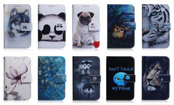 Leder -Brieftaschenhüllen für Samsung A53 A73 M52 5G A03 CORE 166 A13 A33 Note 20 Ultra LG Stylo 7 Aminal Blumenlöwen Panda Hund Wolf Ti4997275