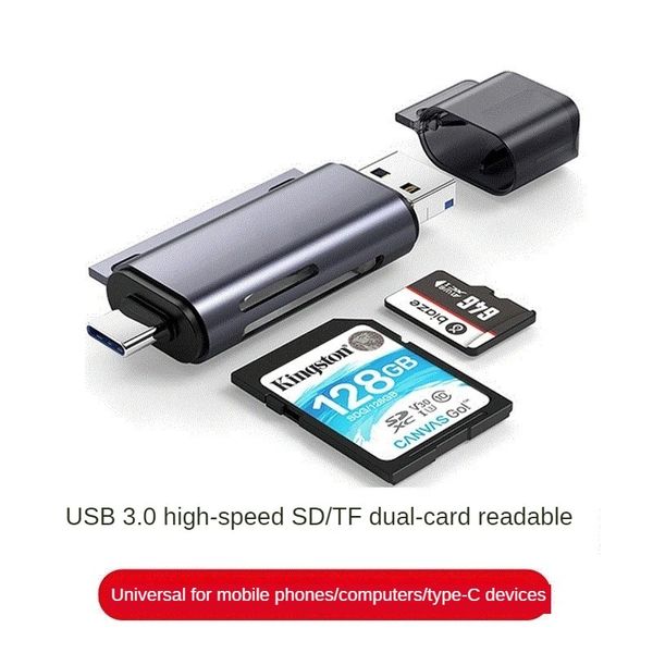 Leitor de cartão tipo C Três em um leitor de cartão USB3.0 OTG Telefone móvel Smart TF/SD Micro USB Card Reader para leitor de três em um em um cartão