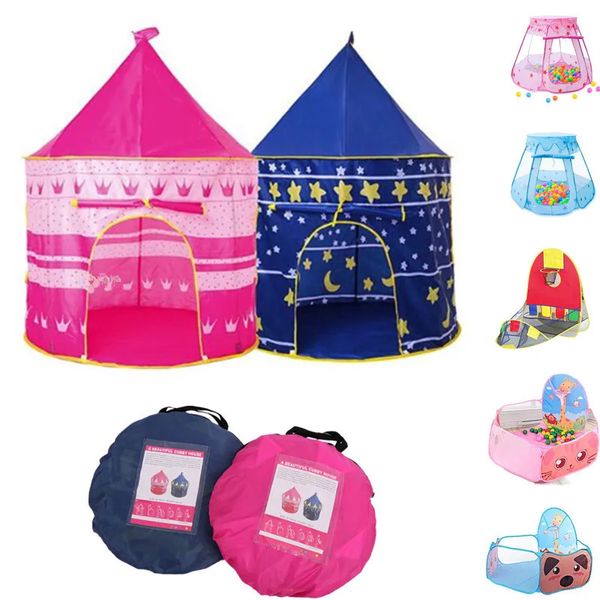 Tende pieghevoli per bambini Castle portatile Castle portatile per bambini Pink Blue Play House Toys Birthday Christmas Outdoor Gifts Decor 240313