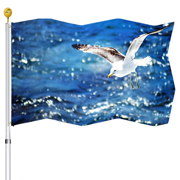 Acessórios gaivota voar sobre a bandeira do mar azul costura dupla oceano bandeiras banners com ilhós de latão decorações de férias ao ar livre indoor