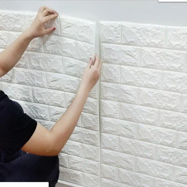 Wallpapers PVC Home Decor 3D Painéis de Parede Espuma Tijolo Padrão Casca e Vara Papel de Parede 70cmx1m Adesivos Impermeáveis ​​Autoadesivos