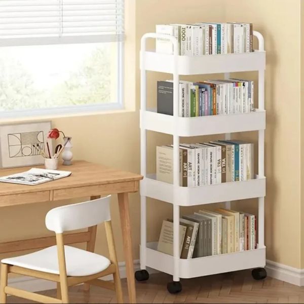 Racks 3/4-stufiger Trolley-Organizer mit Rollen, Gap-Lagerregal, Wagen, mobile Kunststoff-Lagerregale, Bücherregal, Küche, Schlafzimmer, Organizer